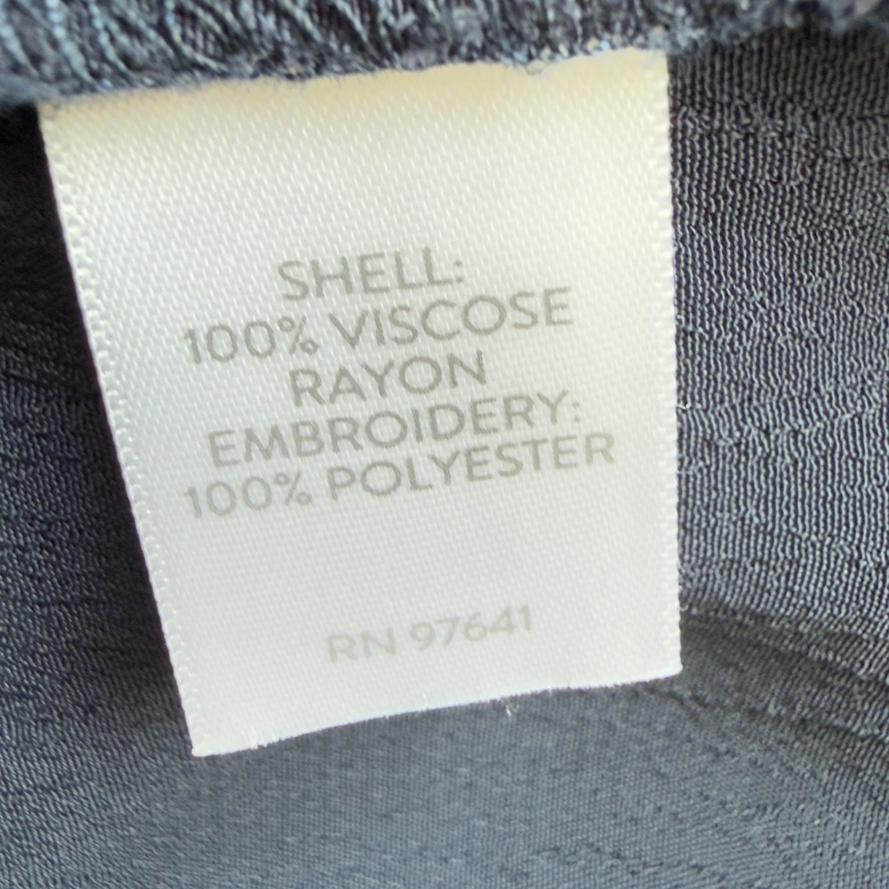 J. Jill Large Navy Multicolor Embroidered Floral Blouse Cottagecore Whimsigoth - Picture 7 of 7